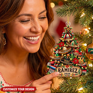 Personalized Mexican Christmas Tree Ornament, Custom Name Acrylic Ornament 2026