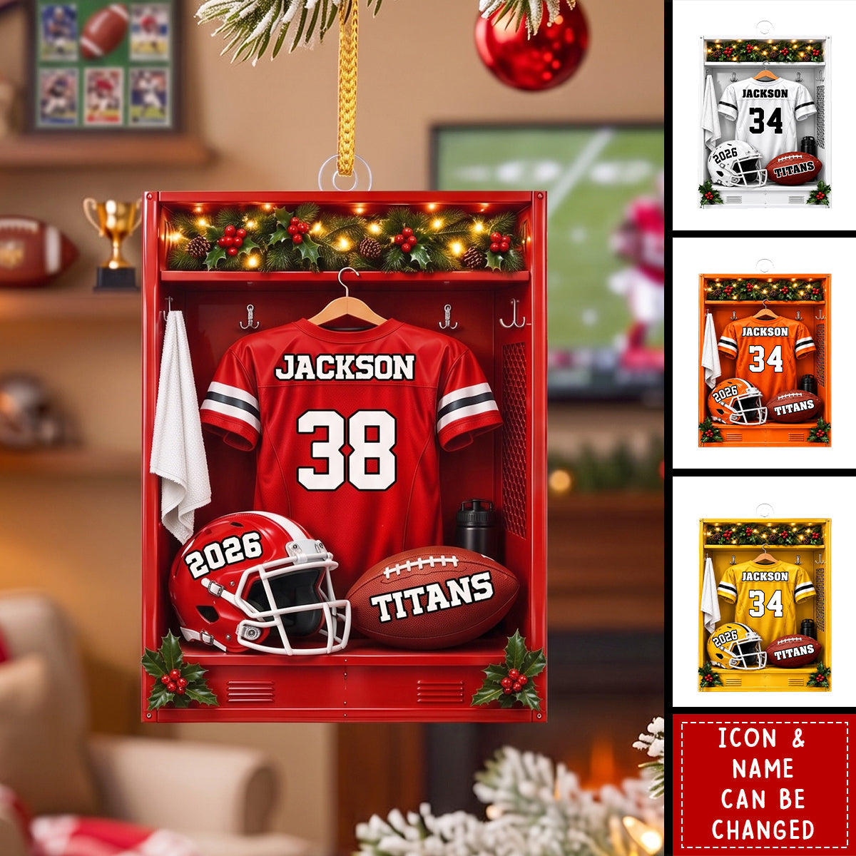 Custom America Football Ornament - Personalized Christmas Birthday Gifts For Football Lovers
