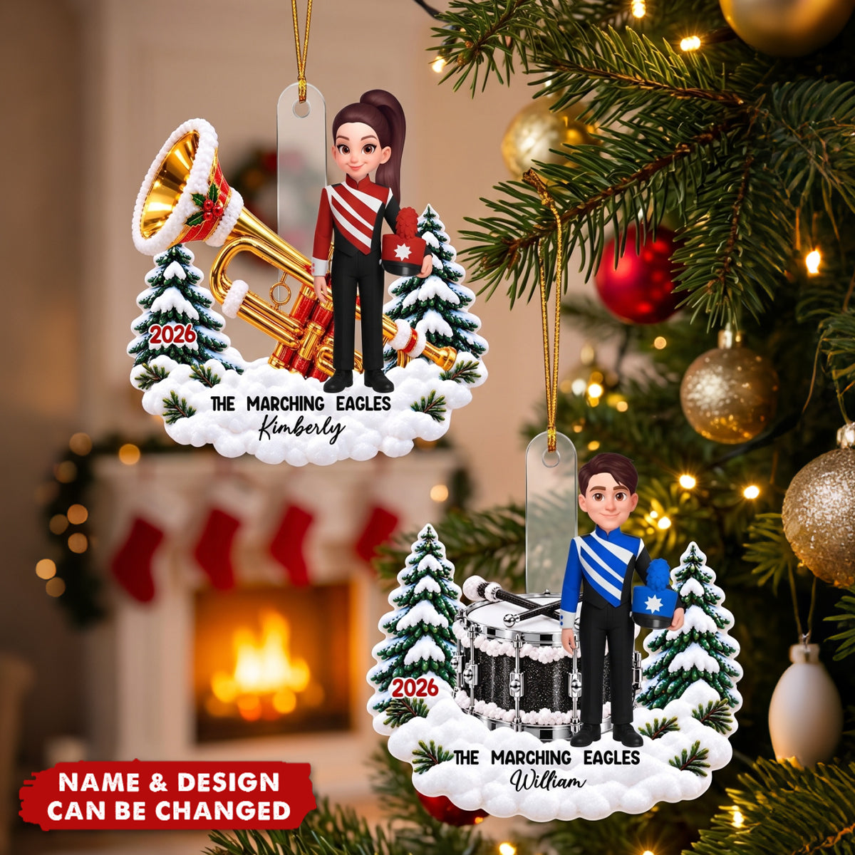Trumpet Drum Marching Band Design For Boy Girl - Personalized Ornament