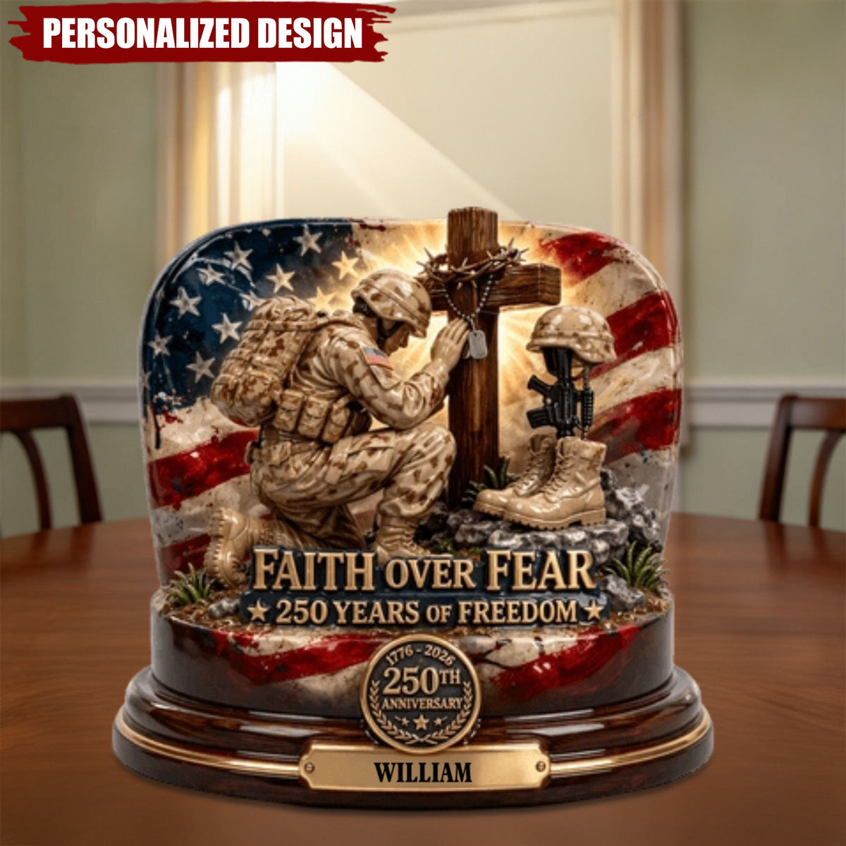 250th America Anniversary Acrylic Plaque - Personalized Gift For Veterans