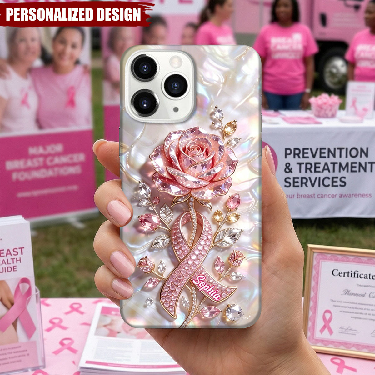 Personalized Faith Hope Love Full Print Phone Case - Breast Cancer Awareness