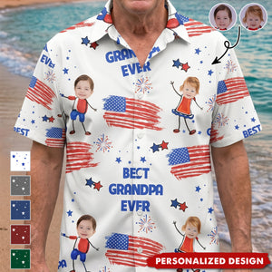 Best Grandpa Dad Ever Custom Kid's Photo - Personalized Hawaiian Shirt - Gifts For Dad, Grandpa