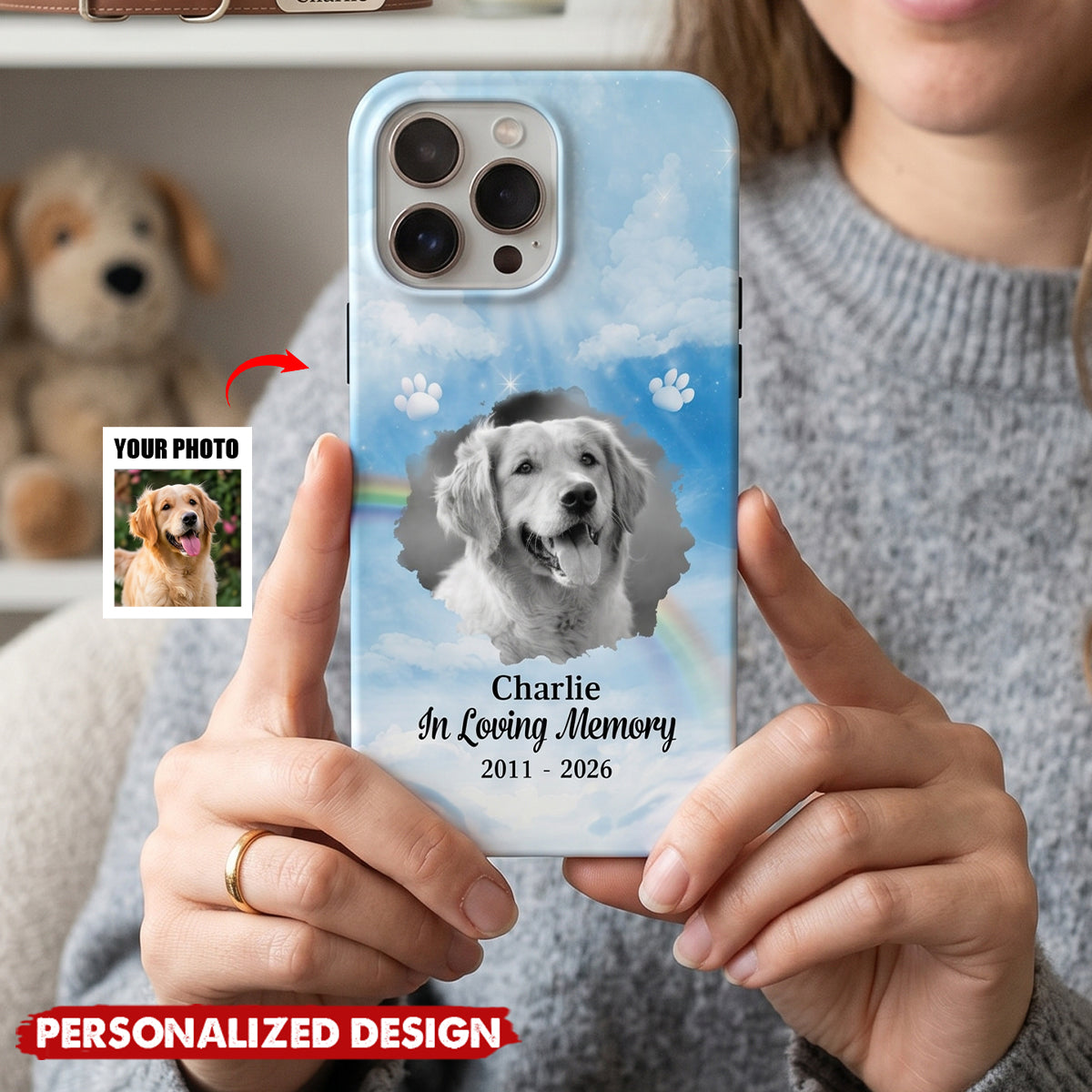 Custom Dog Cat Photo In Loving Memorial - Personalized Phone Case For Pet Lovers