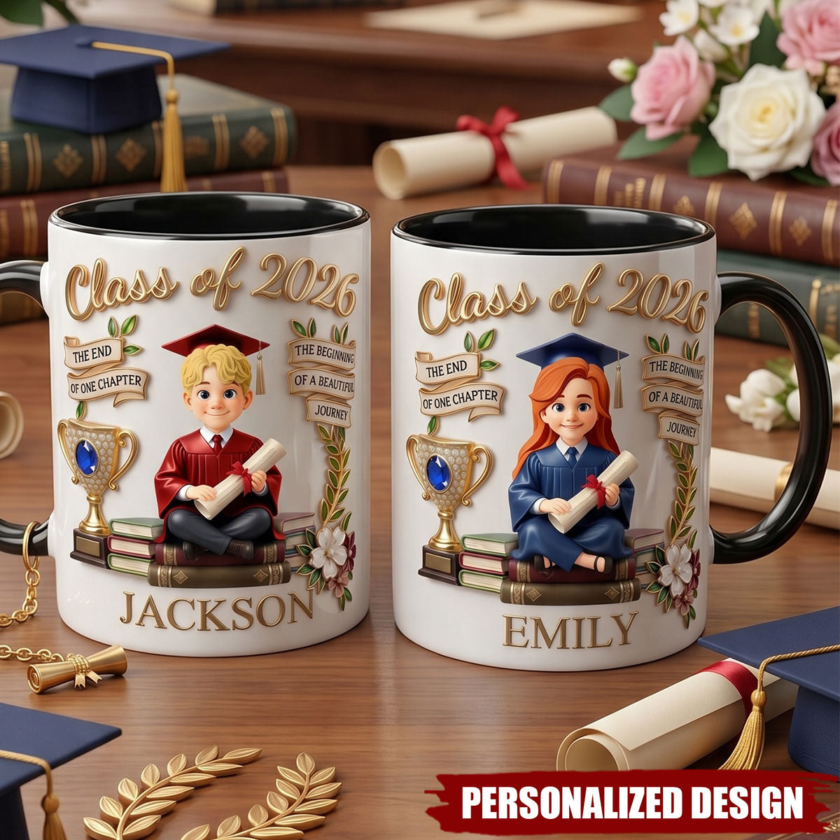 Class Of 2026 Accent Mug - Personalized Graduation Gift For Her, Him