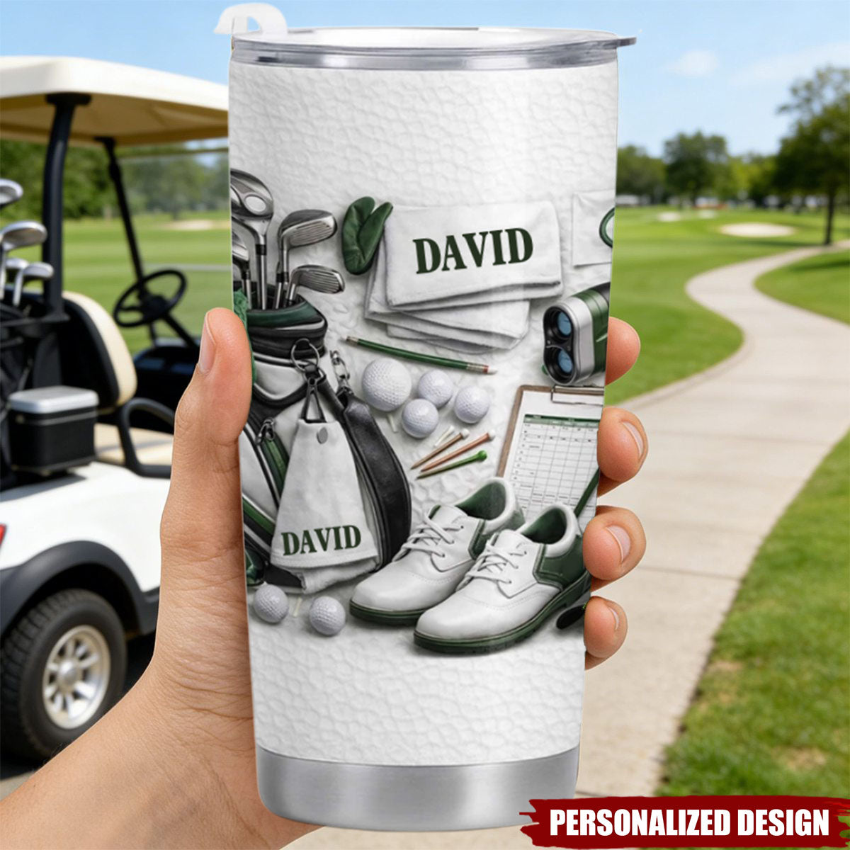 Custom Name Stainless Steel Tumble, Personalized Gift For Dad and Golf Enthusiast