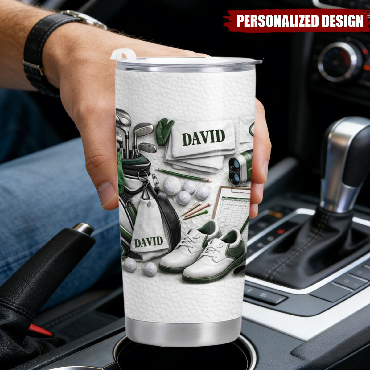 Custom Name Stainless Steel Tumble, Personalized Gift For Dad and Golf Enthusiast