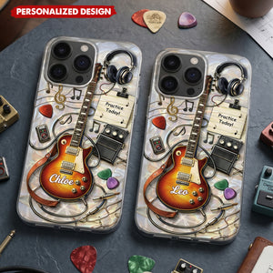Practice Today - Personalized Clear Phone Case, Gift For Guitar Music Lovers