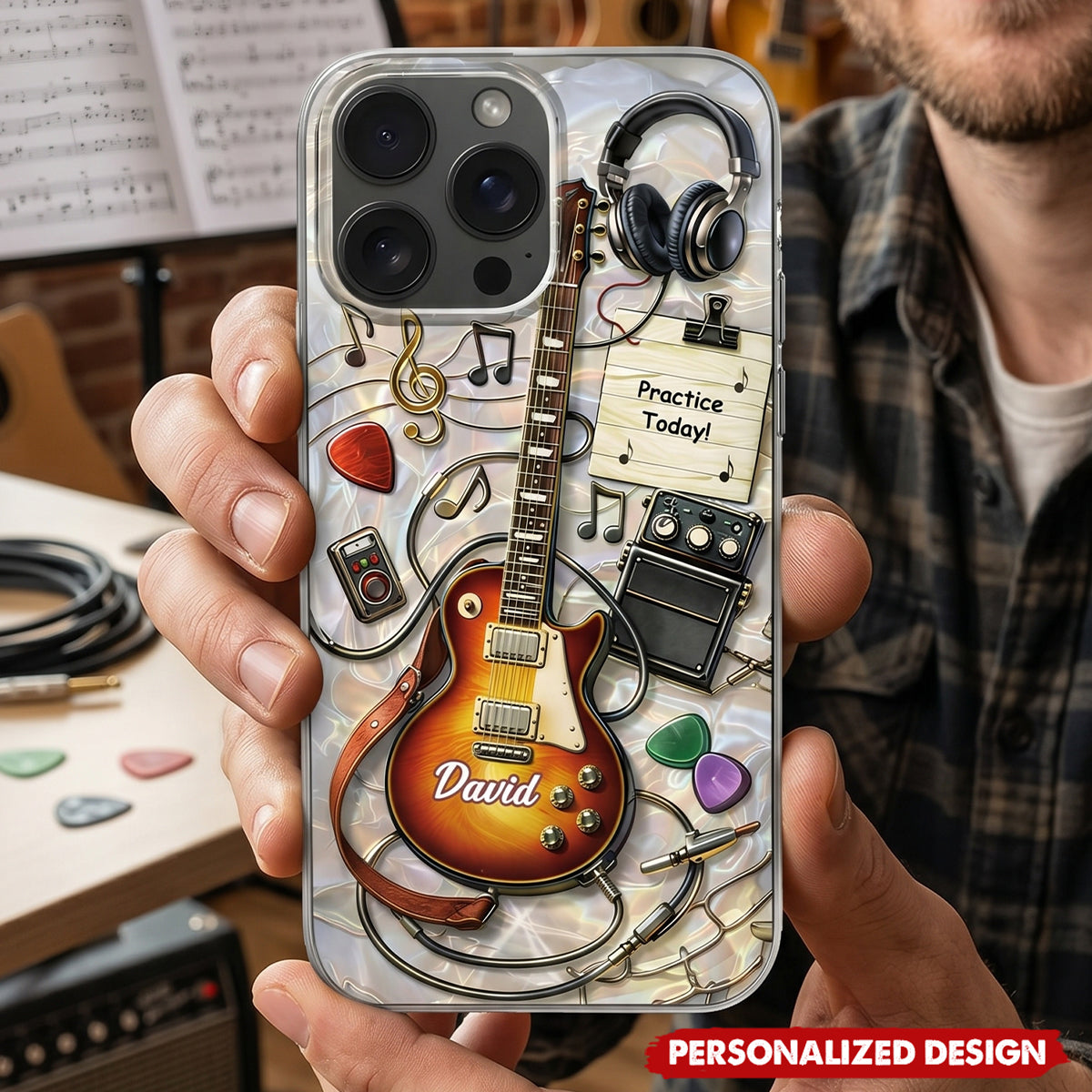 Practice Today - Personalized Clear Phone Case, Gift For Guitar Music Lovers