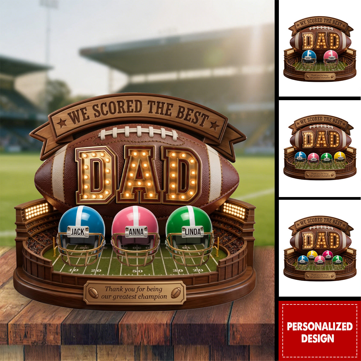 USA Football Best Dad Personalized Acrylic Plaque - Father's Day Gift For Dad