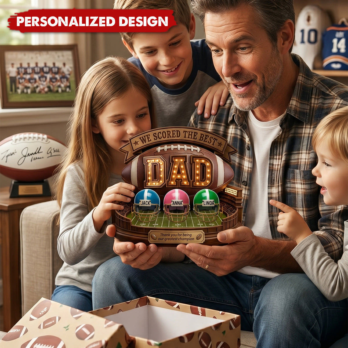 USA Football Best Dad Personalized Acrylic Plaque - Father's Day Gift For Dad