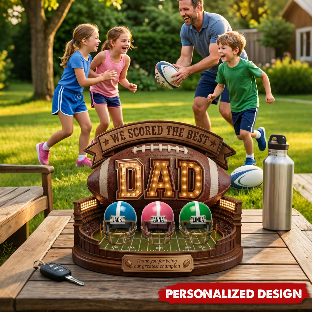 USA Football Best Dad Personalized Acrylic Plaque - Father's Day Gift For Dad