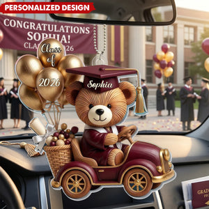 Class Of Graduation Bear - Personalized Car Ornament, Gift For Graduates