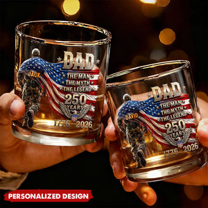 250th America The Patriot Legend Glass - Personalized Whiskey Glass, Gift For Dad,  Grandpa