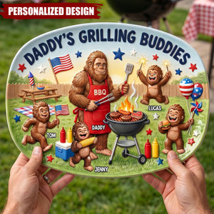 Bigfoot Dad Grilling Plate - Personalized Platter - Gift For Dad