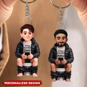 Doing Dad Sh*t Funny - Personalized Acrylic Keychain - Funny Father's Day Gift for Dad, Husband