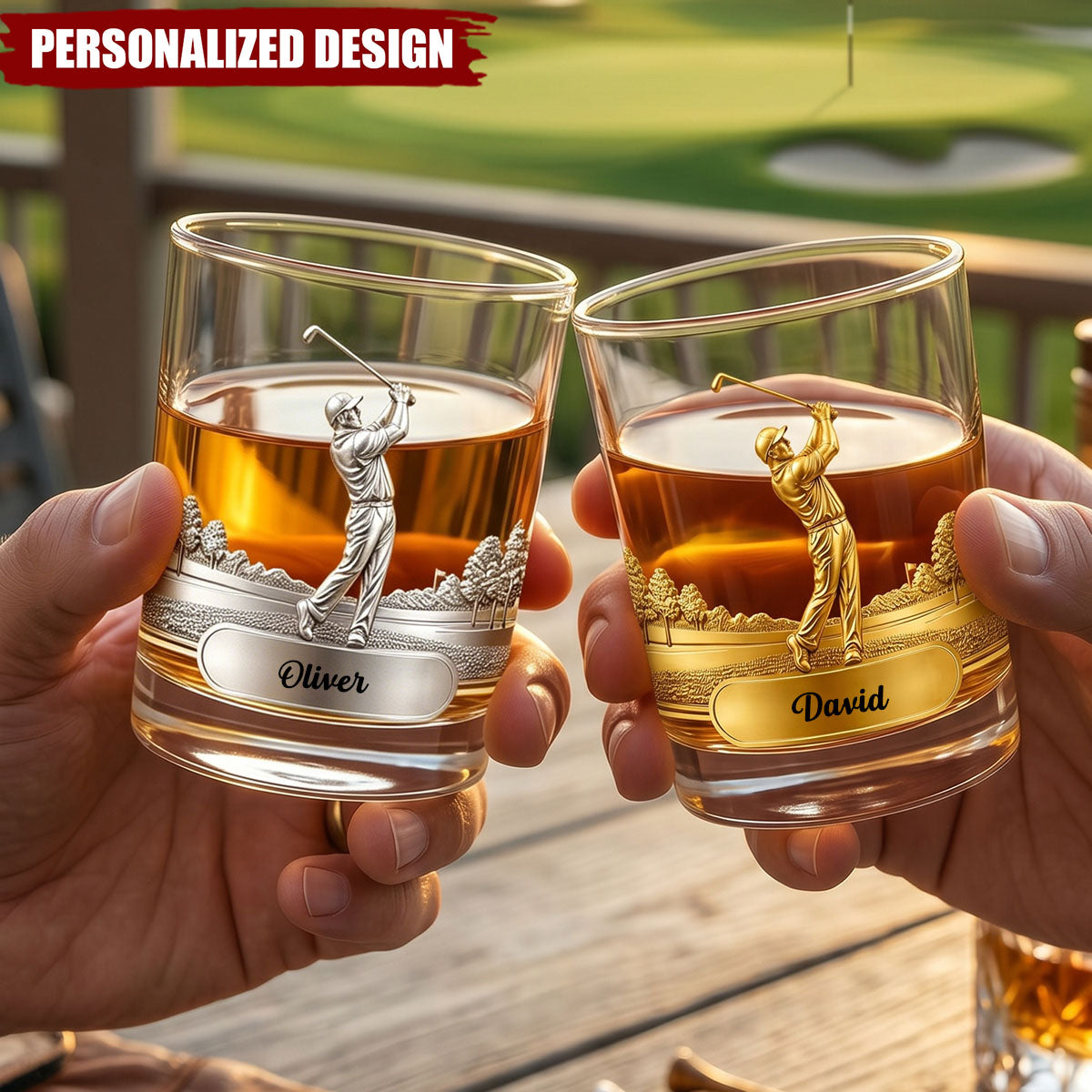 Custom Golf Whiskey Glass -  Personlized Father's Day Gift for Dad, Golf Lover