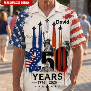 Celebrated America 250th Anniversary  - Personalized Hawaiian Shirt - Gifts For Patriots
