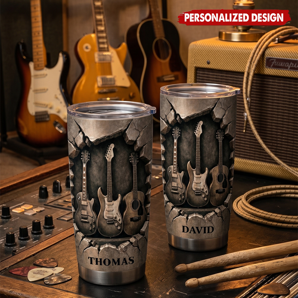 Rock On Music - Personalized Tumbler - Gift For Guitar Lovers