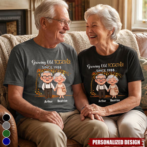 Custom Unisex T-shirt - Growing Old Together, Personalized T-shirt, Gifts For Husband And Wife