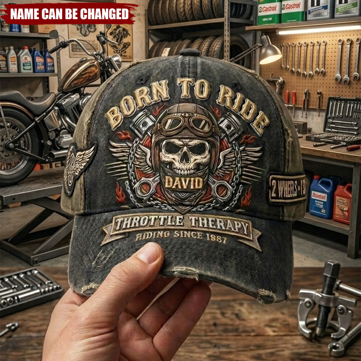 Vintage Rider Skull Classic Cap - Personalized Gifts
