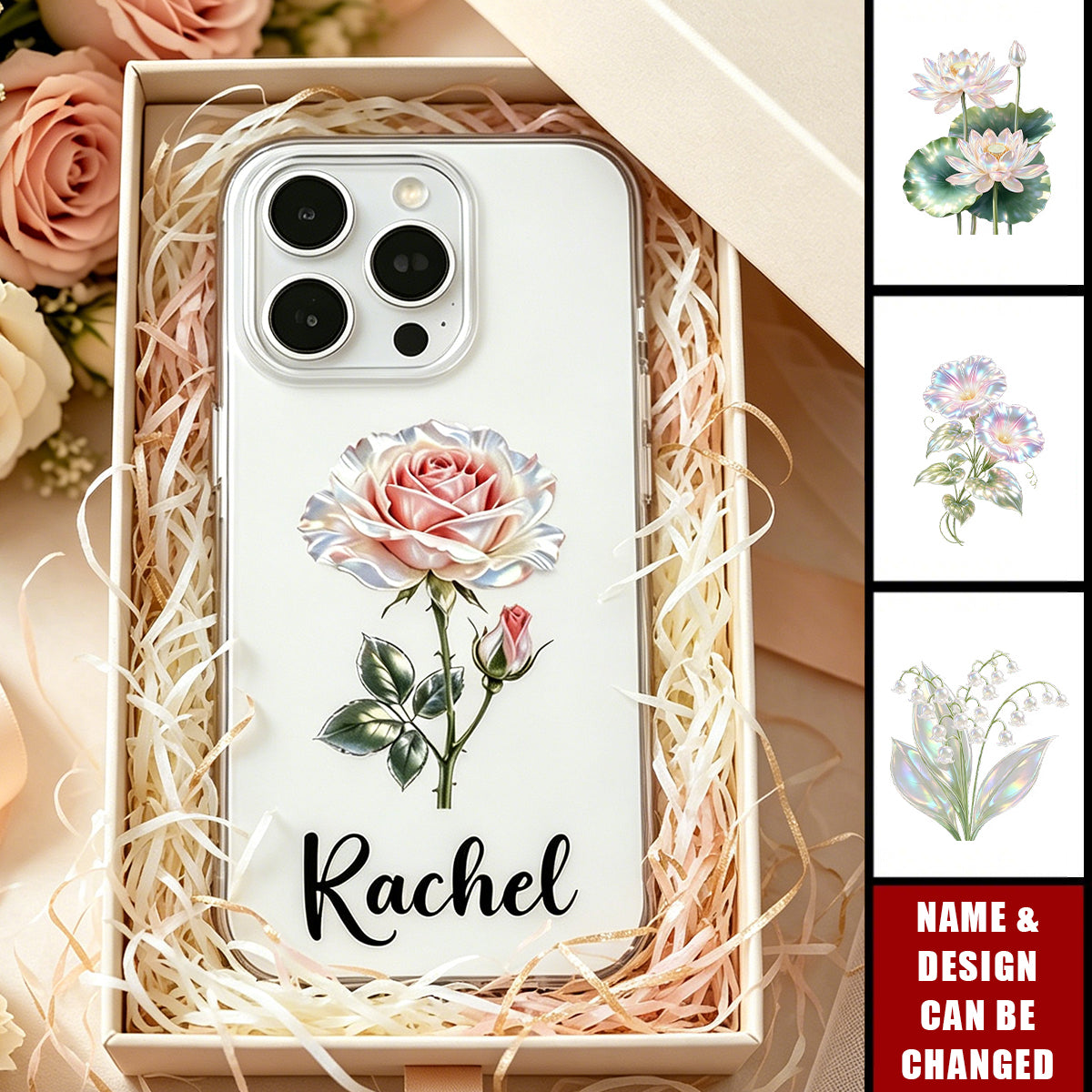 Personalized Birth Flower Phone Case with Name Wedding Use Birthday Bachelorette Party Gift for Besties Friends Bride
