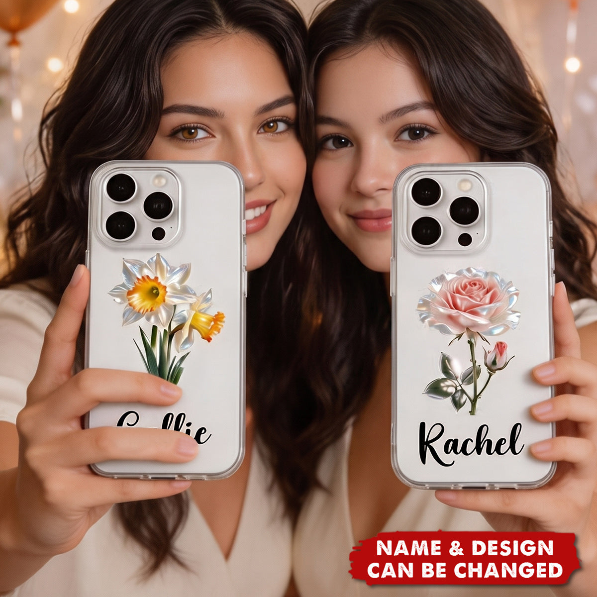Personalized Birth Flower Phone Case with Name Wedding Use Birthday Bachelorette Party Gift for Besties Friends Bride