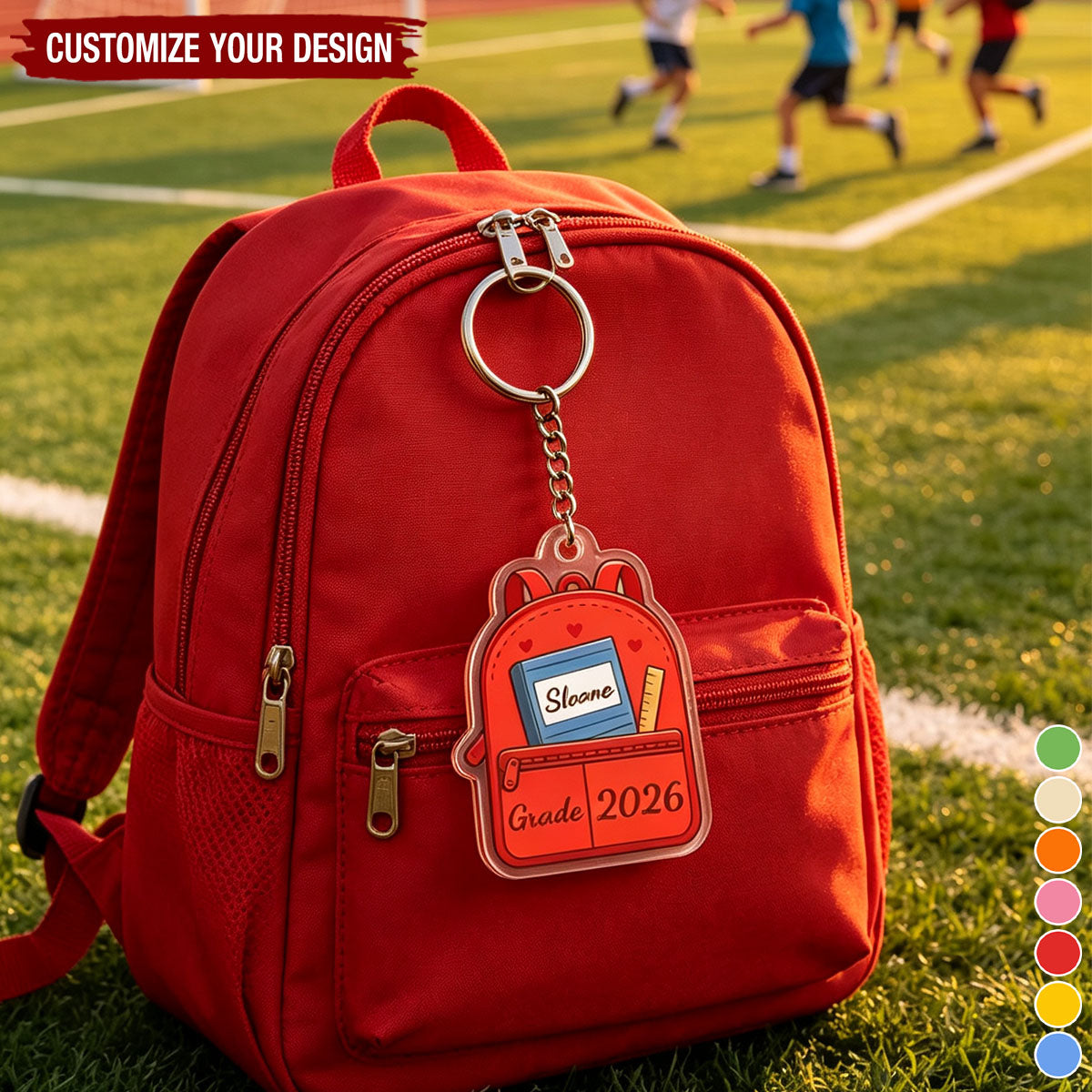 Personalized Cute Backpack Acrylic Keychain with Name and Year Back to School First Day of School Gift for Kids Students