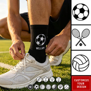 Multiple Sports Icon Choices - Personalized Embroidered Socks