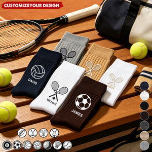Multiple Sports Icon Choices - Personalized Embroidered Socks