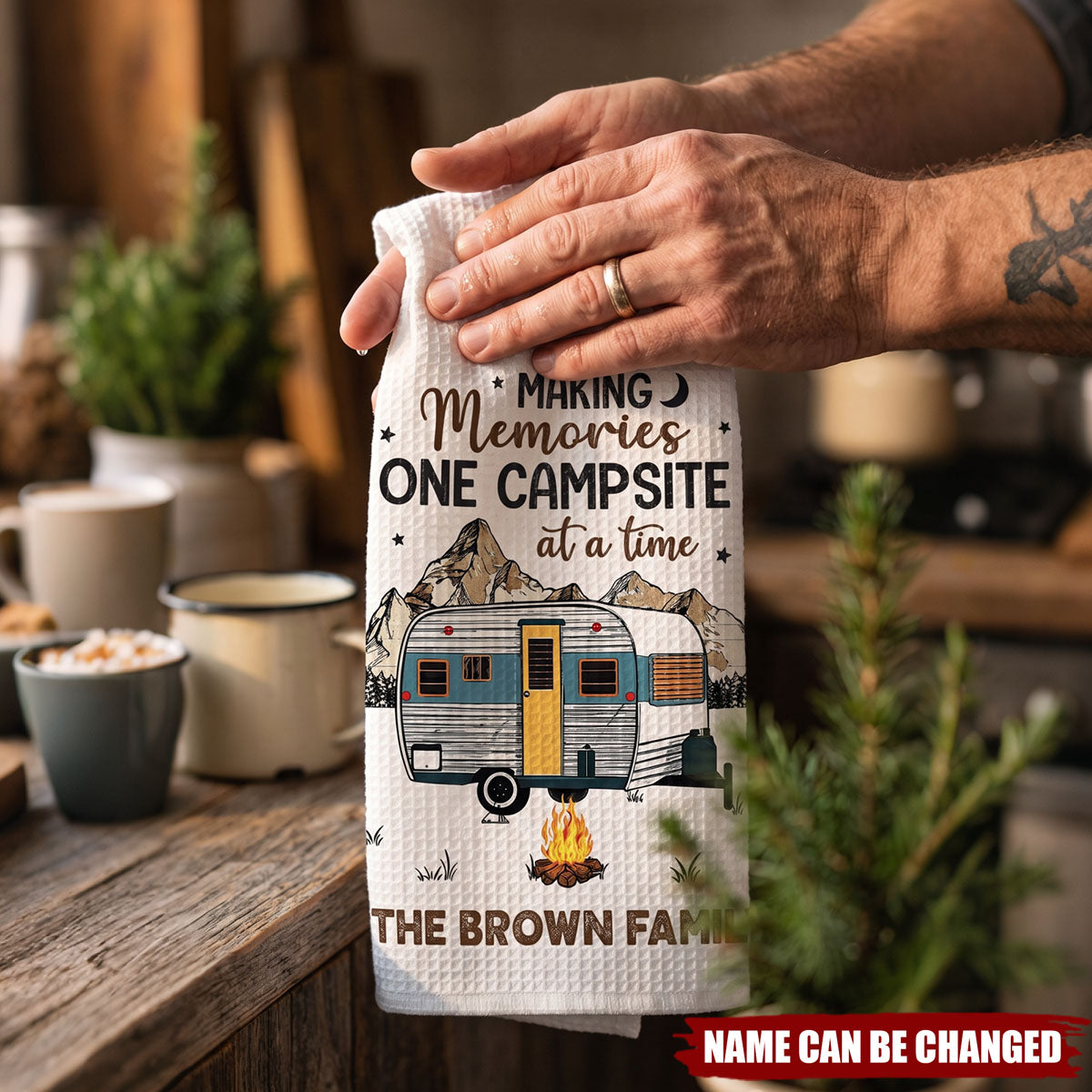 Making Memories One Campsite At A Time, Personalized Kitchen Towel, Gift For Camping Lovers