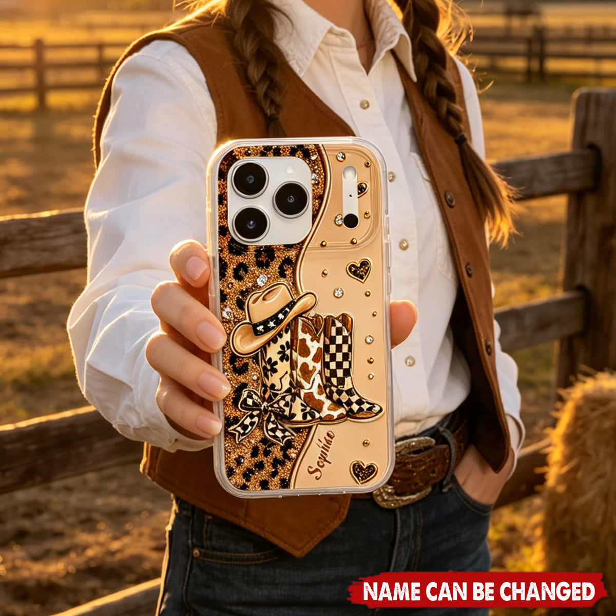 Cowgirl Style And Western Boots, Personalized Clear Phone Case, Gift For Girls