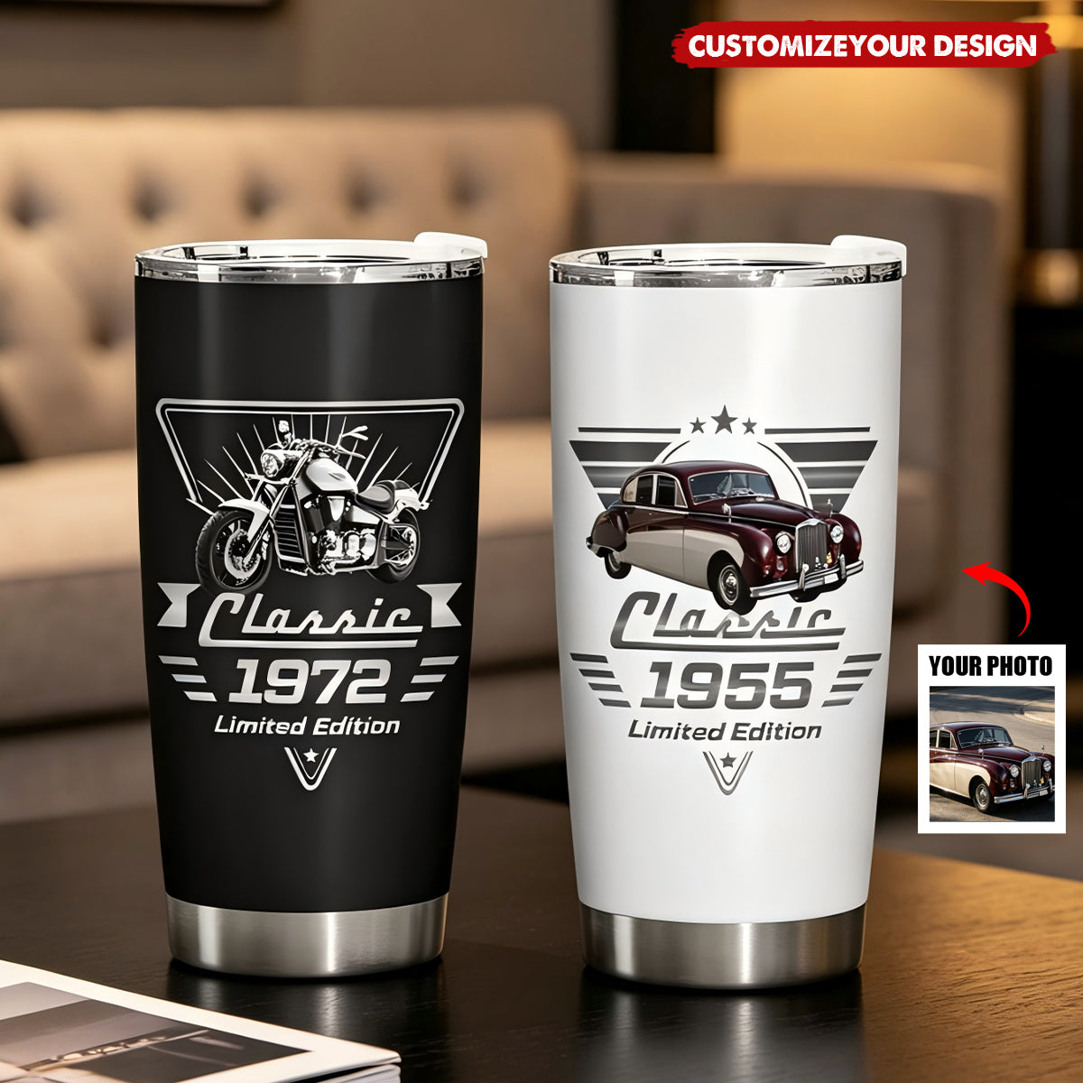 Custom Photo Classic Car Limited Edition - Personalized Tumbler