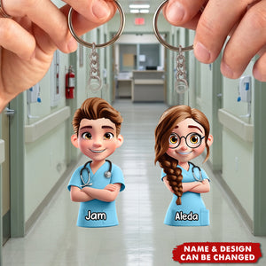 3D Effect Nurse Name - Personalized Keychain