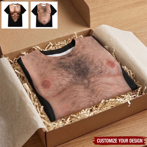 Personalized Funny Hairy Chest Illusion 3D Shirt - Novelty Gift for Men