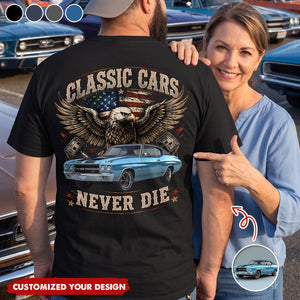 Custom Car Photo I'm Not Old I'm Classic Back Dark Shirt, Personalized Gifts For Dad, Grandpa, Family,Yourself