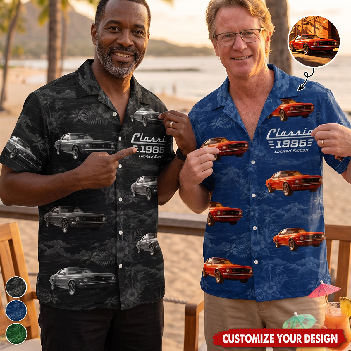 Custom Photo Vintage Car Limited Edition - Personalized Hawaiian Shirt