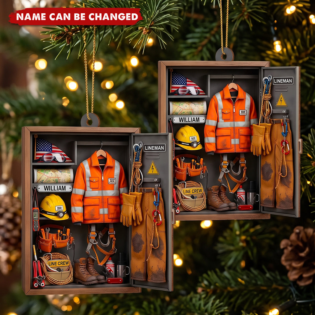 Customize This Unique Lineman Tribute Featuring Jacket And Tools, Personalized  Acrylic Ornament