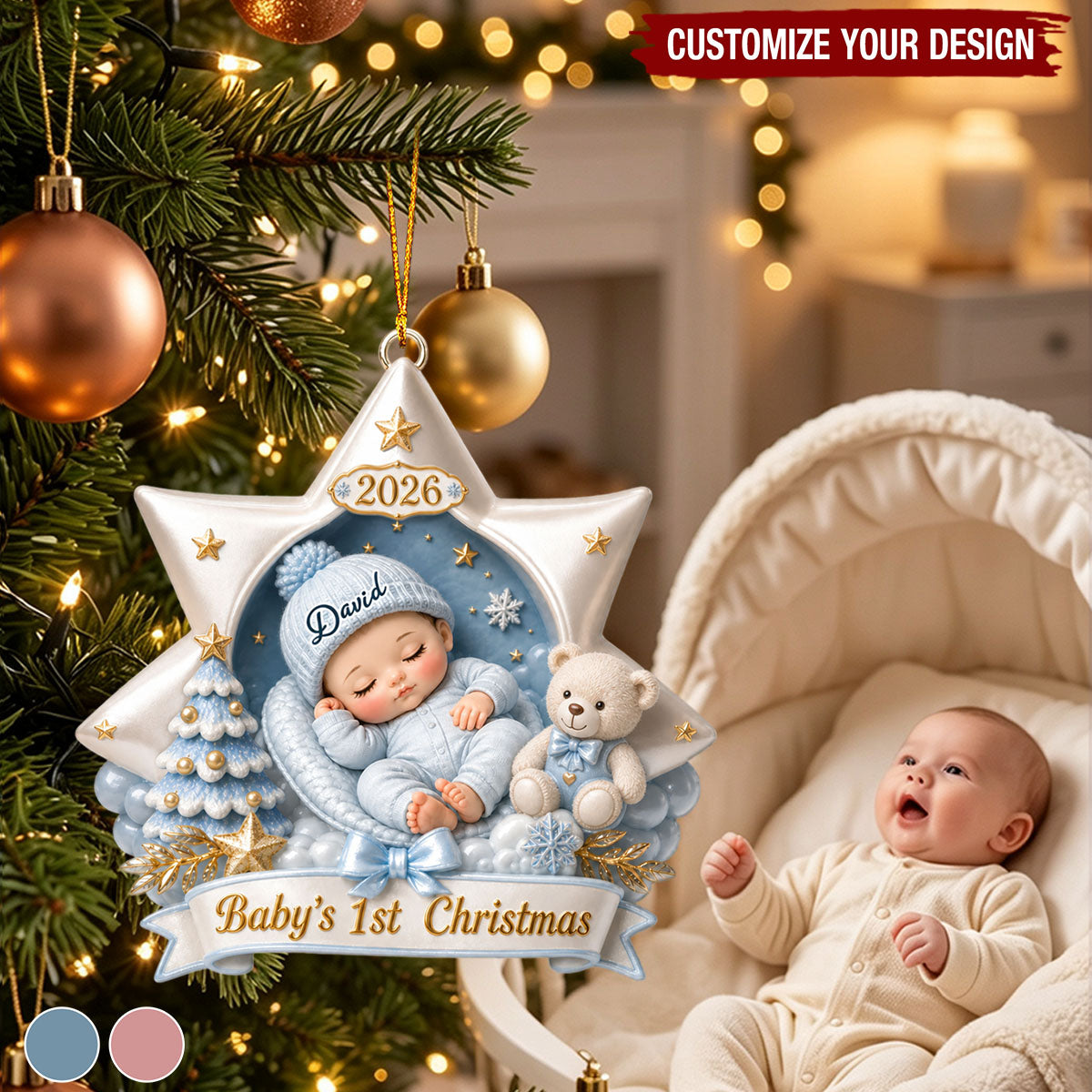Born For Christmas Wonder - Personalized 3D Effect Acrylic Ornament