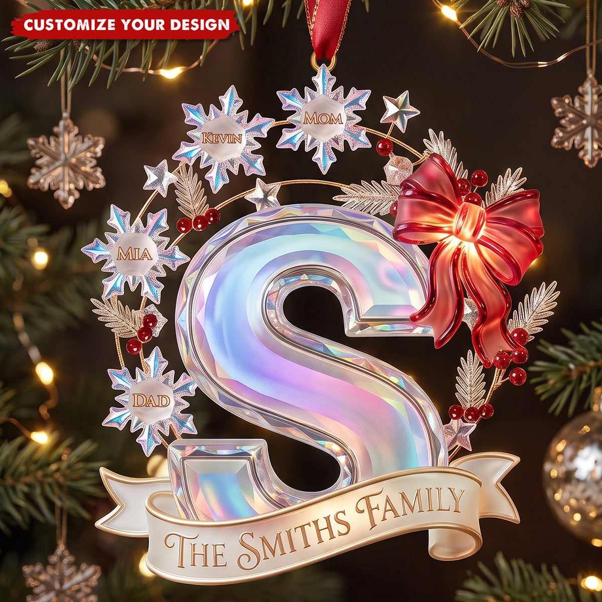 Snowflake Alphabet Acrylic Ornament – Custom Christmas Gifts