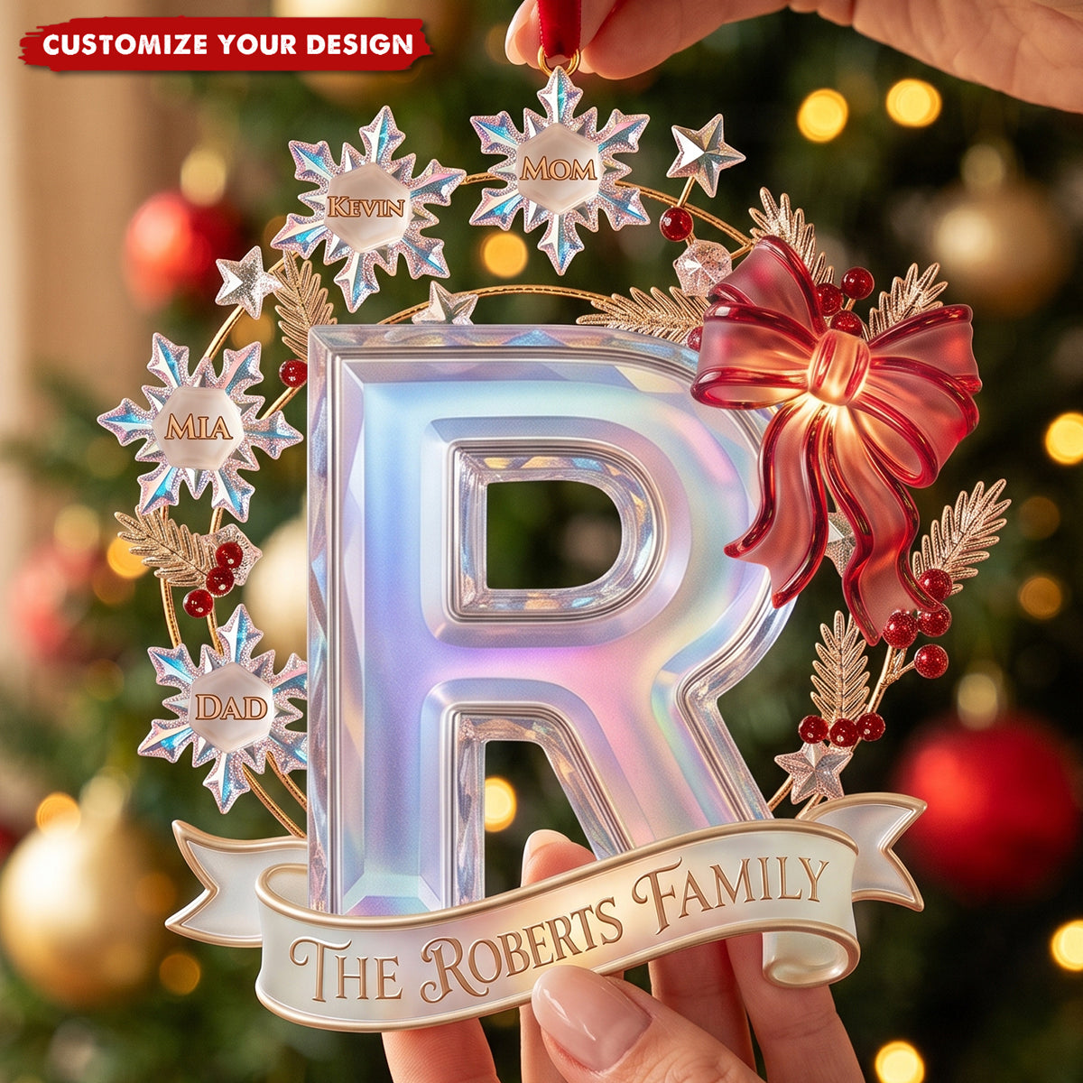 Snowflake Alphabet Acrylic Ornament – Custom Christmas Gifts