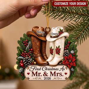 Custom First Christmas Ornament - Personalized Anniversary Christmas Wedding Gifts