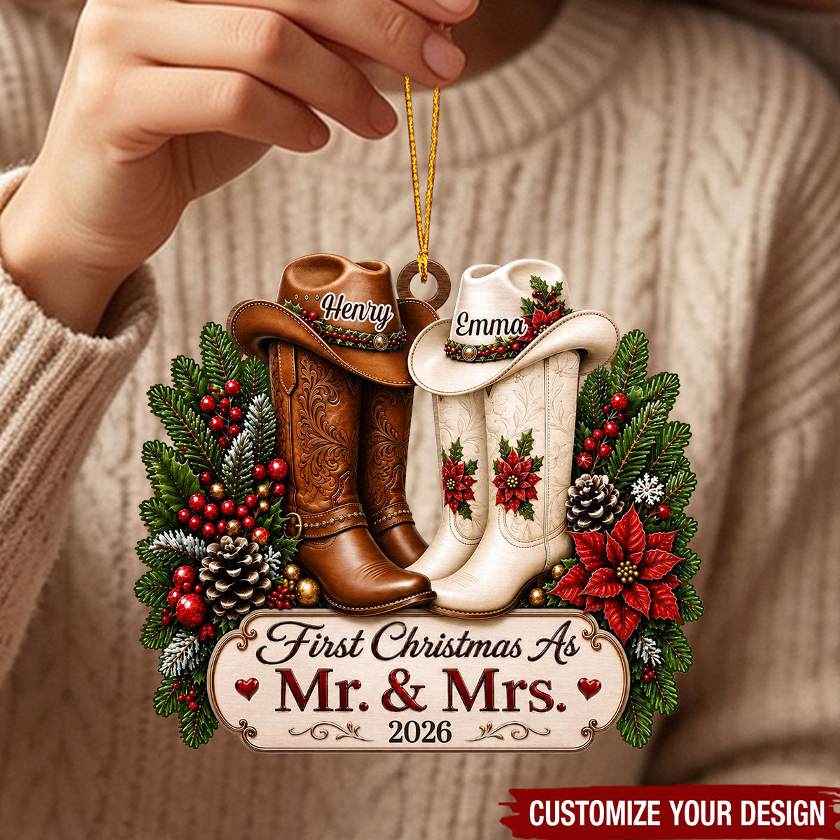 Custom First Christmas Ornament - Personalized Anniversary Christmas Wedding Gifts