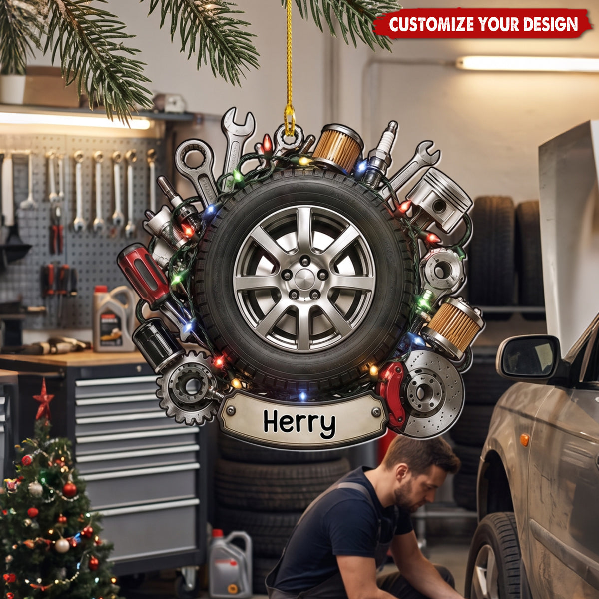 Personalized Mechanic Christmas Ornament - Custom Car Lover Gift
