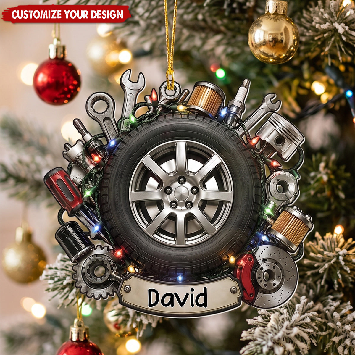 Personalized Mechanic Christmas Ornament - Custom Car Lover Gift