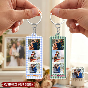 Custom Mini Photo Booth Strip Acrylic Keychain Personalized Couple Picture Gift