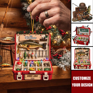 Personalized Fishing Tackle Box Acrylic Ornament - Custom Christmas Keepsake Gift for Fisherman
