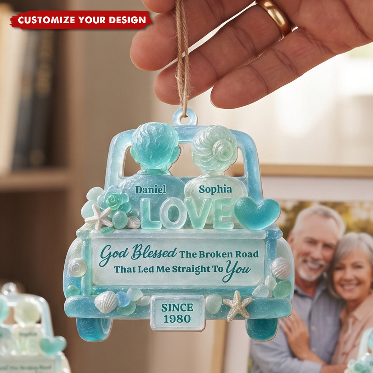 Personalized Ornament-God Blessed The Broken Road, Gift For Couples