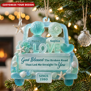 Personalized Ornament-God Blessed The Broken Road, Gift For Couples