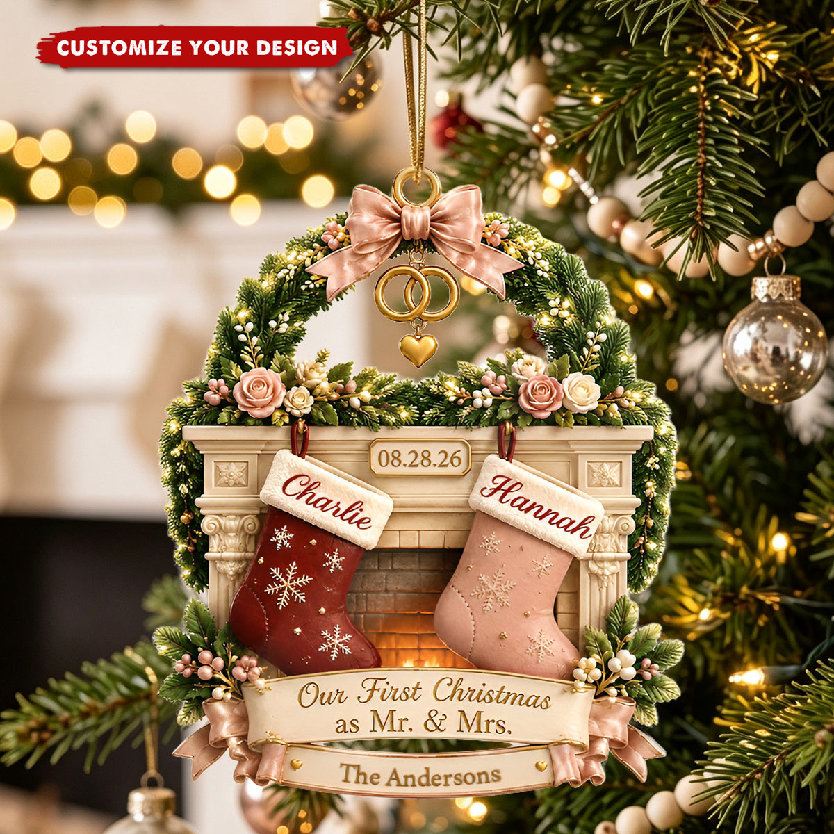 Our First Christmas As Mr And Mrs - Personalized Acrylic Ornament