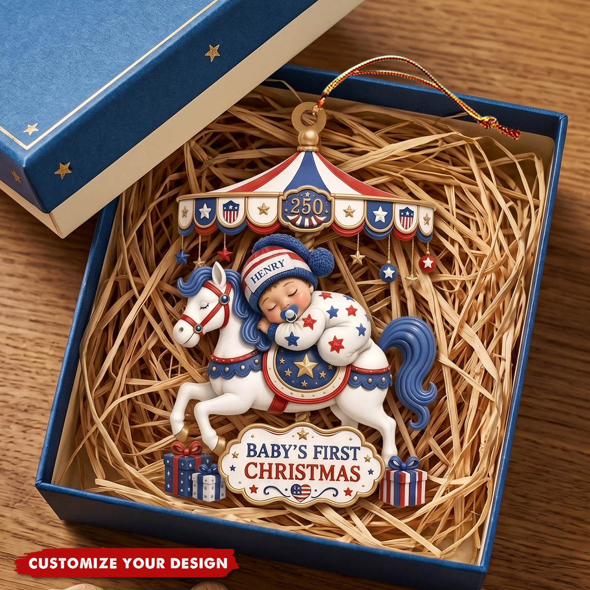 Baby's First Christmas Carousel Horse - Personalized Acrylic Ornament, for New Parents